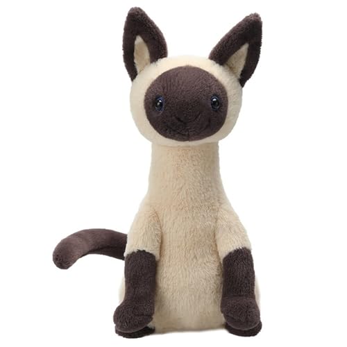 KUKUShining Kuscheliges Katzen Plüschtier, Realistisches Weiches Siamesisches Stofftier Süßes Plüschkissen Puppe for Mädchen Und Jungen Geschenk(20cm/7.8in) von KUKUShining