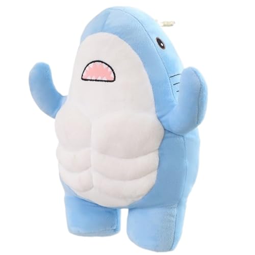 KUKUShining Kuscheliges Muskelhai Plüschtier, Weiches Stofftier Plüschpuppenkissen for Umarmen for Kinder Jungen Und Mädchen Geschenk Raumdekoration(Blue,45cm/17.7in) von KUKUShining