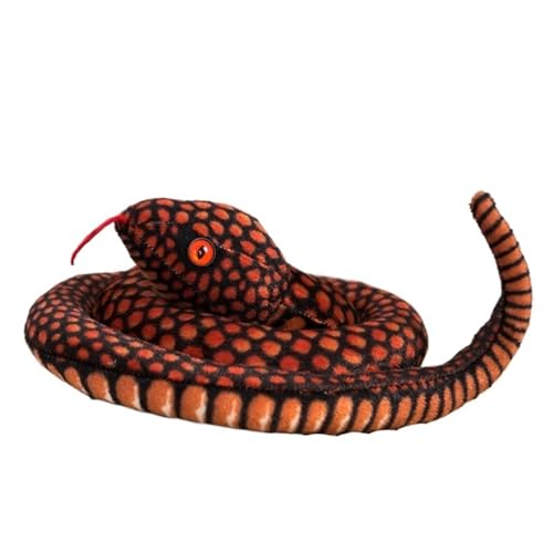 KUKUShining Kuscheliges Schlangen Plüschtier, Realistisches Weiches Stofftier Riesige Plüschschlangenpuppe Kissenornament Aprilscherz(Red) von KUKUShining