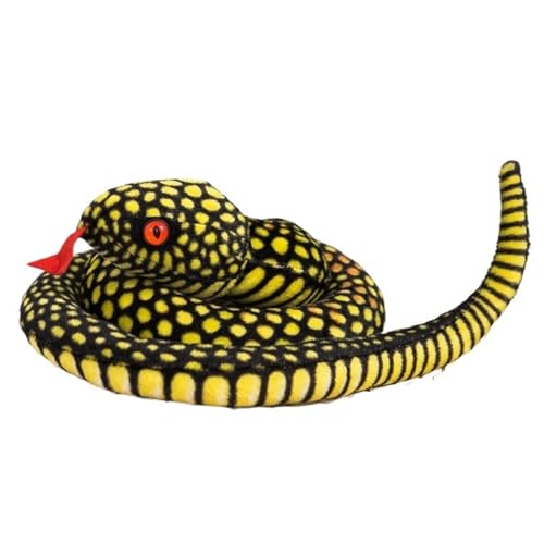 KUKUShining Kuscheliges Schlangen Plüschtier, Realistisches Weiches Stofftier Riesige Plüschschlangenpuppe Kissenornament Aprilscherz(Yellow) von KUKUShining