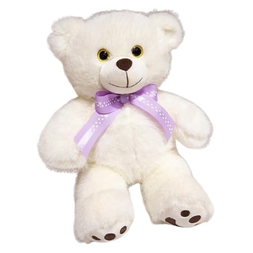 KUKUShining Kuscheliges Teddybär Plüschtier Mit Schleife, Ausgestopfter Brauner Pfotennase Plüschtierpuppenkissen Kinder Neugeborene Babys Geschenk(White,35cm/13.8in) von KUKUShining