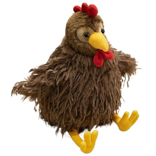 KUKUShining Kuscheltier Huhn Plüschtier, Kuschelige Stofftiere Puppe Flauschiges Hahnküken Plüsch Spielzeug Interaktives Spielen for Kinder(Brown,30cm/11.8in) von KUKUShining