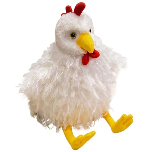 KUKUShining Kuscheltier Huhn Plüschtier, Kuschelige Stofftiere Puppe Flauschiges Hahnküken Plüsch Spielzeug Interaktives Spielen for Kinder(White,30cm/11.8in) von KUKUShining