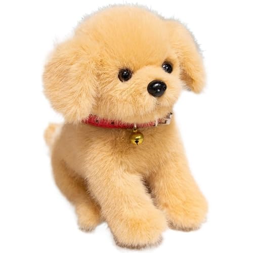 KUKUShining Labrador Plüschtier, Süßer Teddy Hund Kuscheltier Mit Halsband Glöckchen Welpe Haustier Geschenk for Kinder Freundin(Brown,45cm/17.7in) von KUKUShining