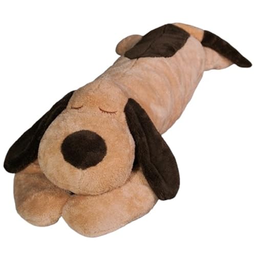 KUKUShining Langer Hund Plüsch, Süßes Stofftier Welpenkissen Puppe Flauschiges Spielzeug Schlaf Bett Kopfstütze for Kinder Erwachsene(Brown,130cm/51.2in) von KUKUShining