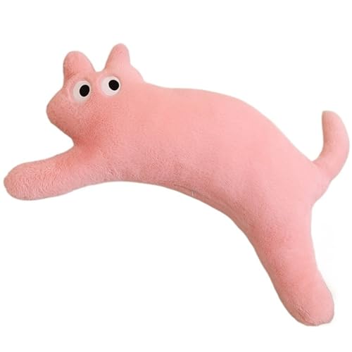KUKUShining Langes Katze Plüsch, Weiches Ausgestopftes Kätzchen Umarmungskissen Puppe Süßes Schlafkissen Für Kinder Geschenk(Pink) von KUKUShining