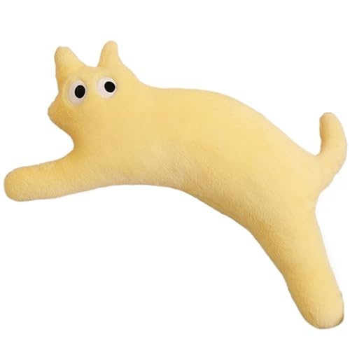 KUKUShining Langes Katze Plüsch, Weiches Ausgestopftes Kätzchen Umarmungskissen Puppe Süßes Schlafkissen Für Kinder Geschenk(Yellow) von KUKUShining