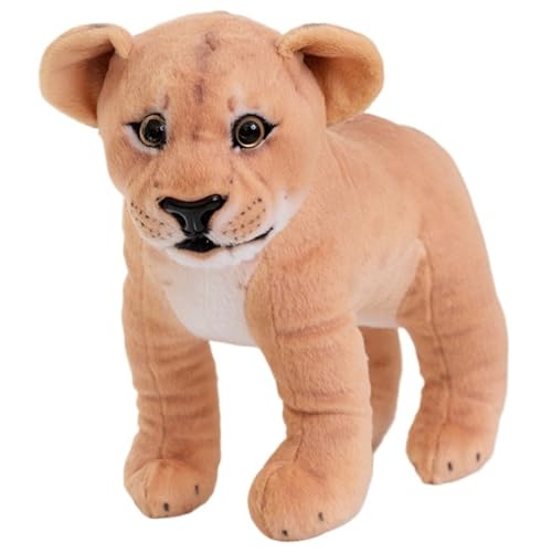 KUKUShining Löwe Kuscheltier, Süße Weiche Stofftier Puppe Stehend Wild Realistisch Gelbe Löwen Plüschtier Spielzeug Geschenke Für Kinder Jungen(Female) von KUKUShining