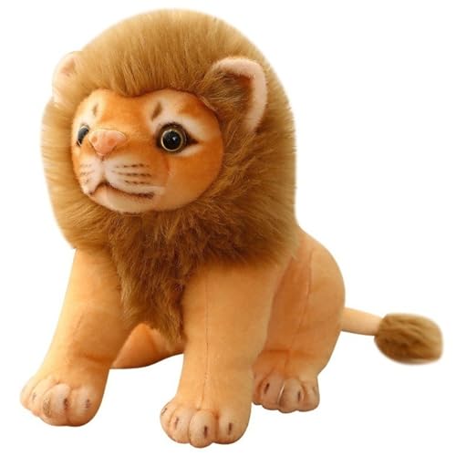 KUKUShining Löwe Plüschtier, Weiche Kuschelige Ausgestopfte Dschungeltier Puppe Stofftier Stehend Brauner Löwe Plüsch Geschenk Für Kinder Jungen(25cm/9.8in) von KUKUShining