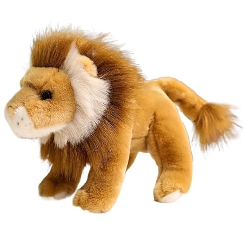 KUKUShining Löwe Plüschtier, Weiche Kuschelige Stofftiere Puppen Realistische Flauschige Umarmungskissen Plüschtier Spielzeug Geschenke for Kinder(Brown,35cm/13.8in) von KUKUShining