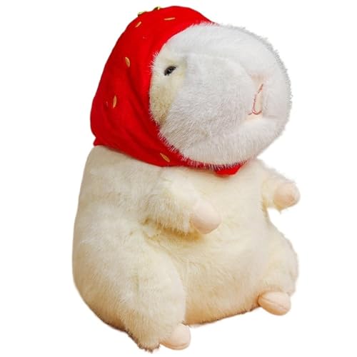 KUKUShining Meerschweinchen Plüschtier, Süßes Stofftier Mit Erdbeerhut Puppe Wurfkissen Simulations Plüschtier Für Kinder Jungen Mädchen(Red,50cm/19.7in) von KUKUShining