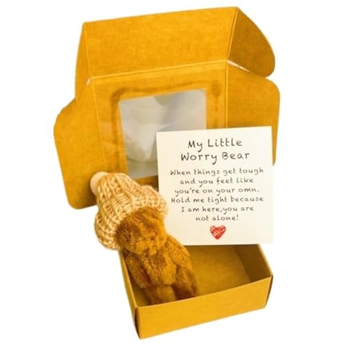 KUKUShining Mini Teddybär Plüschtier Taschenformat, Süße Kuschelfiguren Kleine Bärenpuppe Lustiges Plüschtier Geschenk for Freunde Kollegen(Coffee) von KUKUShining