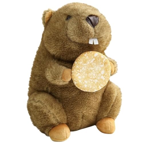 KUKUShining Murmeltier Plüschtier, Realistische Stofftierpuppe Weiches Süßes Plüschtier for Geburtstagskinder Heimdekoration(Brown,18cm/7in) von KUKUShining