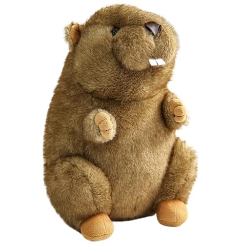 KUKUShining Murmeltier Plüschtier, Realistische Stofftierpuppe Weiches Süßes Plüschtier for Geburtstagskinder Heimdekoration(Dark Brown,18cm/7in) von KUKUShining