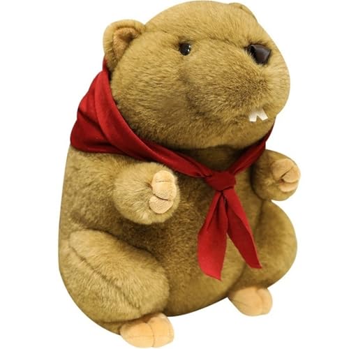 KUKUShining Murmeltier Plüschtier, Süße Simulation Kuscheltiere Weicher Wildpräriehund for Geburtstagsgeschenke for Kinder(Brown Scarf,45cm/17.71in) von KUKUShining
