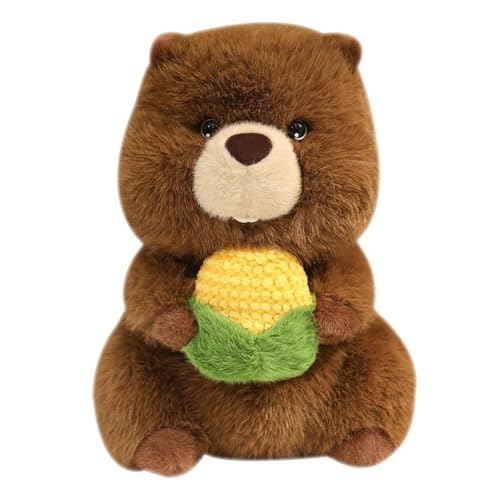 KUKUShining Murmeltier Plüschtier, Süßes Weiches Stofftier Realistisch Hält Essen Lustiges Dekor Plüschtier for Freunde Und Kinder(Yellow,30cm/11.81in) von KUKUShining