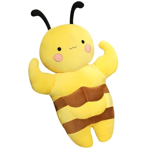 KUKUShining Muskel Bienen Plüsch, Kuscheliges Kuscheltier Kissen Weiche Kawaii Honigbienen Puppen Plüschkissen Geschenk for Kinder Mädchen Jungen(Yellow) von KUKUShining