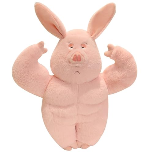 KUKUShining Muskelschwein Plüschtier, Süßes Lustiges Kissen Stofftierpuppen Weiches Kissen Plüschtier for Bett Sofa Kindergeschenk(50cm/19.8in) von KUKUShining