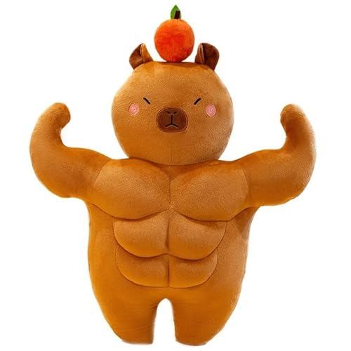 KUKUShining Muskulöser Capybara Plüsch, Weiche Kuschelige Stofftiere Wasserschwein Puppen Umarmungskissen Geschenke for Kinder(36cm/14.2in) von KUKUShining