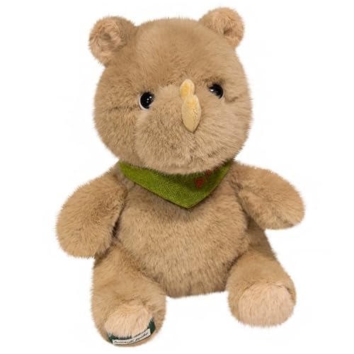 KUKUShining Nashorn Plüschtier, Weiche Süße Stofftier Puppe Mit Schal Flauschiges Wildtier Wurfkissen Plüschspielzeug Für Kinder(25cm/9.8in) von KUKUShining