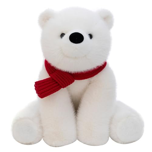 KUKUShining Nordpolarbär Plüschtier, Weiche Stofftierpuppen Mit Schal Süßes Plüschtier for Kindergeburtstage Jungen Und Mädchen(40cm/15.7in) von KUKUShining