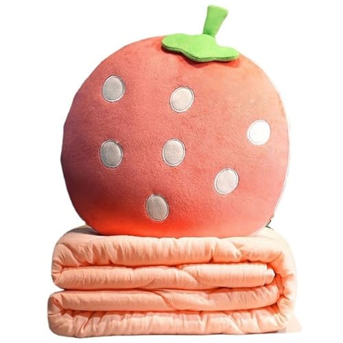 KUKUShining Obst Reisedecke Kissen, Gefüllt Kissen Verwandlungskissen Kissendecke Steppdecke Mit Reißverschluss Decke Plüsch Wohndecke Für Nickerchen(Strawberry,43cm/16.9in) von KUKUShining