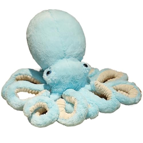 KUKUShining Oktopus Plüschtier, Kreative Lebensechte Stofftiere Puppen Pelziges Kissen Kuscheliges Plüschtier for Den Kindergeburtstag Auf Dem Sofa(Blue,30cm/11.8in) von KUKUShining