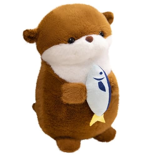 KUKUShining Otter Plüsch, Kuschelig Weiche Stofftier Puppe Mit Fischottern Plüsch Spielzeug Für Kinder Erwachsene Kuscheln Spielen(Brown,40cm/15.7in) von KUKUShining