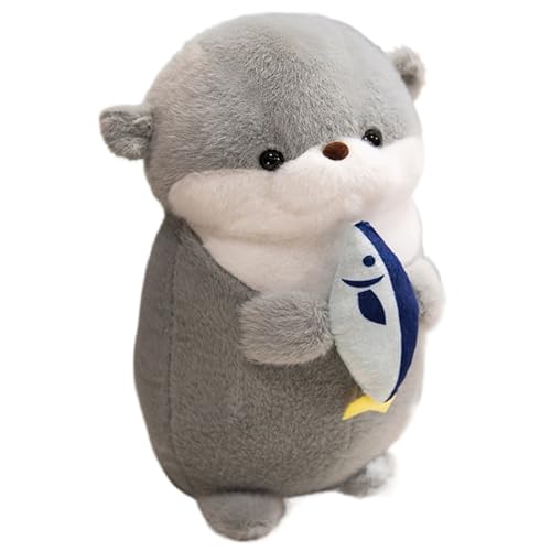 KUKUShining Otter Plüsch, Kuschelig Weiche Stofftier Puppe Mit Fischottern Plüsch Spielzeug Für Kinder Erwachsene Kuscheln Spielen(Gray,40cm/15.7in) von KUKUShining