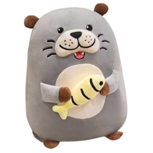 KUKUShining Otter Plüschtier, Süße Stofftierpuppen Flauschiges Kuschelweiches Umarmungskissen Plüschtier Als Geschenk for Jungen Kinder Und Mädchen(Gray,30cm/11.8in) von KUKUShining