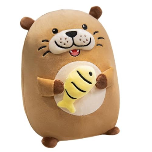 KUKUShining Otter Plüschtier, Süße Stofftierpuppen Flauschiges Kuschelweiches Umarmungskissen Plüschtier Als Geschenk for Jungen Kinder Und Mädchen(Orange,30cm/11.8in) von KUKUShining