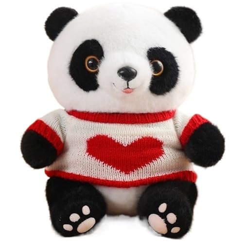 KUKUShining Panda Plüsch, Kuschelige Stofftiere Puppen Mit Pullover Realistisches Weiches Plüsch Spielzeug Geschenke Für Kinder Jungen Mädchen(White) von KUKUShining