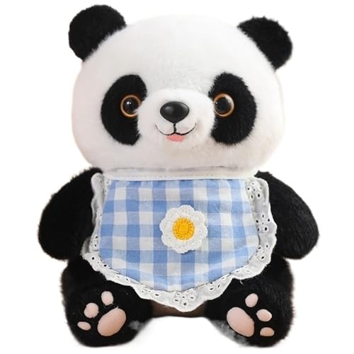 KUKUShining Panda Plüsch, Weiche Kuschelige Stofftiere Puppen Mit Lätzchen Realistisches Plüsch Spielzeug Geschenke Für Kinder Jungen Mädchen(Blue,25cm/9.8in) von KUKUShining