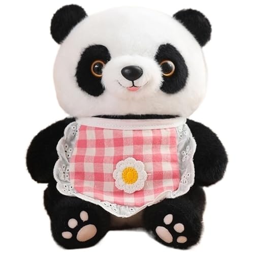 KUKUShining Panda Plüsch, Weiche Kuschelige Stofftiere Puppen Mit Lätzchen Realistisches Plüsch Spielzeug Geschenke Für Kinder Jungen Mädchen(Pink,25cm/9.8in) von KUKUShining