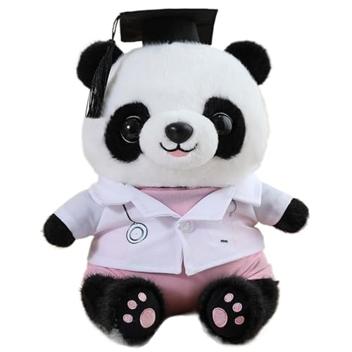 KUKUShining Panda Plüsch, Weiche Kuschelige Stofftiere Teddy Panda Puppe Mit Abschlusshut Spielzeug Geschenke for Kinder Mädchen(Pink) von KUKUShining
