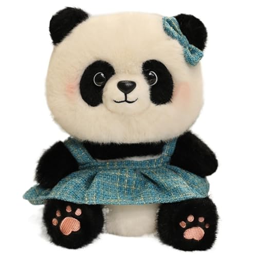KUKUShining Panda Plüschtier, Kuschelrock Stofftier Puppe Mit Schleifen Dekoration Pandabär Plüschtier for Kindergeburtstagsgeschenke(Blue) von KUKUShining