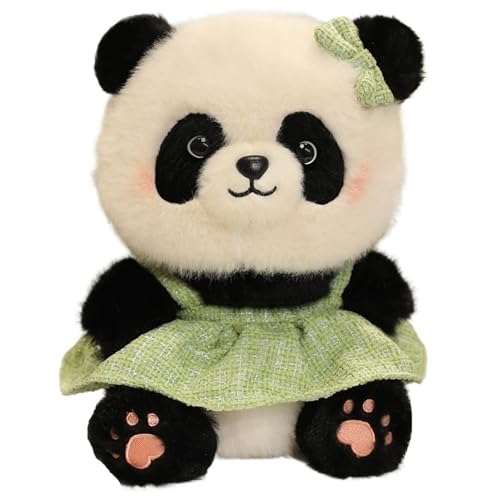 KUKUShining Panda Plüschtier, Kuschelrock Stofftier Puppe Mit Schleifen Dekoration Pandabär Plüschtier for Kindergeburtstagsgeschenke(Green) von KUKUShining