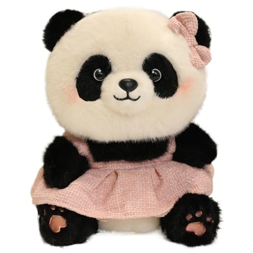 KUKUShining Panda Plüschtier, Kuschelrock Stofftier Puppe Mit Schleifen Dekoration Pandabär Plüschtier for Kindergeburtstagsgeschenke(Pink) von KUKUShining