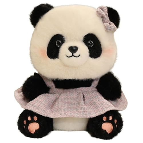 KUKUShining Panda Plüschtier, Kuschelrock Stofftier Puppe Mit Schleifen Dekoration Pandabär Plüschtier for Kindergeburtstagsgeschenke(Purple) von KUKUShining