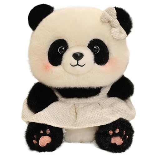 KUKUShining Panda Plüschtier, Kuschelrock Stofftier Puppe Mit Schleifen Dekoration Pandabär Plüschtier for Kindergeburtstagsgeschenke(White) von KUKUShining