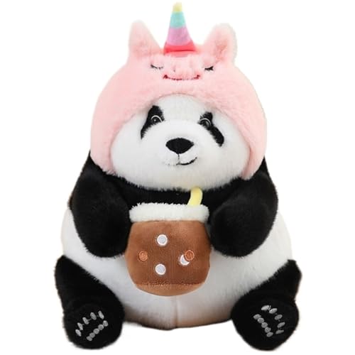 KUKUShining Panda Plüschtier, Süßes Stofftier Mit Hutdekoration Puppen Weiches Kissen Kawaii Plüschtier for Baby Kinder Geburtstagsgeschenk(Pink,40cm/15.7in) von KUKUShining