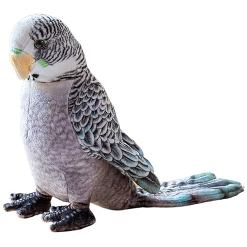 KUKUShining Papagei Plüschtier, Weiches Kuscheliges Kuscheltier Realistischer Vogel Spielgefährte Für Kinder Zur Dekoration(Gray) von KUKUShining