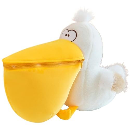 KUKUShining Pelikan Plüschtier, Kuscheltier Vogel Mit Großem Maul Stofftier Puppe Lustiges Weiches Capybara Pelikan Plüschtier for Spielen(White,33cm/12.99in) von KUKUShining