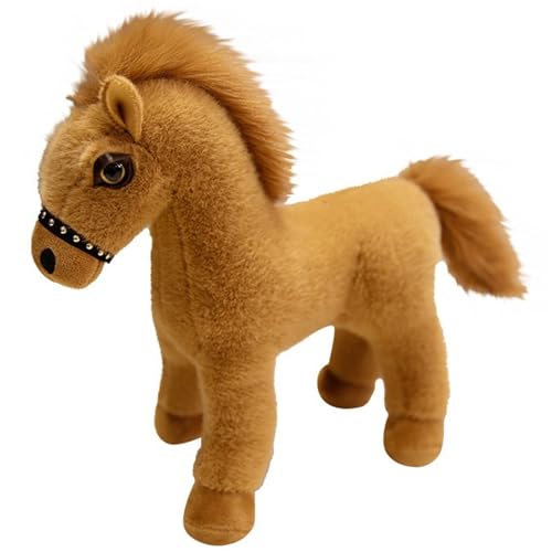 KUKUShining Pferd Plüsch, Weiche Kuschelige Stofftiere Puppen Pony Plüschtier Spielzeug Für Kinder Weihnachts Geburtstagsgeschenke(Orange,30cm/11.8in) von KUKUShining
