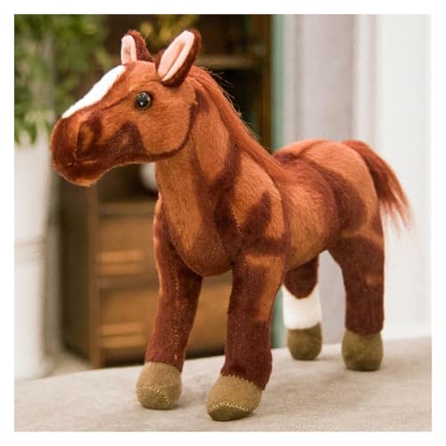 KUKUShining Pferd Plüsch, Weiches Kuscheliges Stofftier Fohlen Plüschtier Spielzeug Lebensechte Puppe Geschenke for Kinder Jungen Mädchen Dekoration(Red,50cm/19.7in) von KUKUShining
