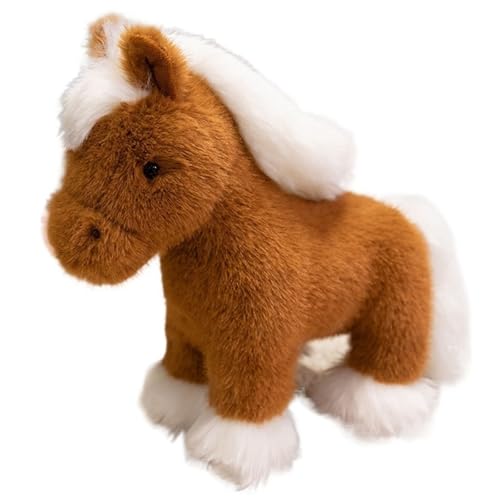 KUKUShining Pferde Plüsch, Simulation Stofftiere Puppe Kuschelige Dekoration Wurfkissen Pony Plüschtier Spielzeug Geschenke for Kinder Teenager(Brown,45cm/17.7in) von KUKUShining