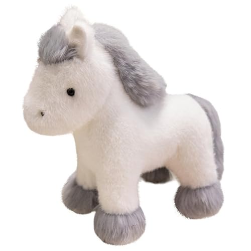 KUKUShining Pferde Plüsch, Simulation Stofftiere Puppe Kuschelige Dekoration Wurfkissen Pony Plüschtier Spielzeug Geschenke for Kinder Teenager(White,45cm/17.7in) von KUKUShining