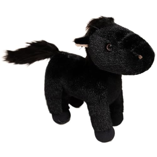 KUKUShining Pferde Plüsch, Weiches Kuscheliges Pony Stofftier Puppen Fohlen Plüschtier Geschenke Für Kinder Geburtstagsdekorationen(Black,25cm/9.8in) von KUKUShining