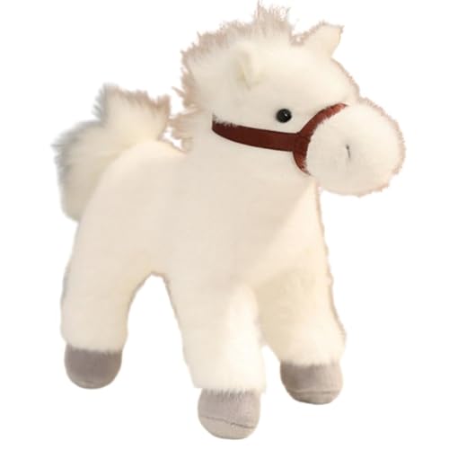 KUKUShining Pferde Plüschtier, Weiches Lebensechtes Stofftier Pony Kuschelig Perfektes Umarmungskissen Als Geschenk for Jungen Geburtstag Heimdekoration(White) von KUKUShining
