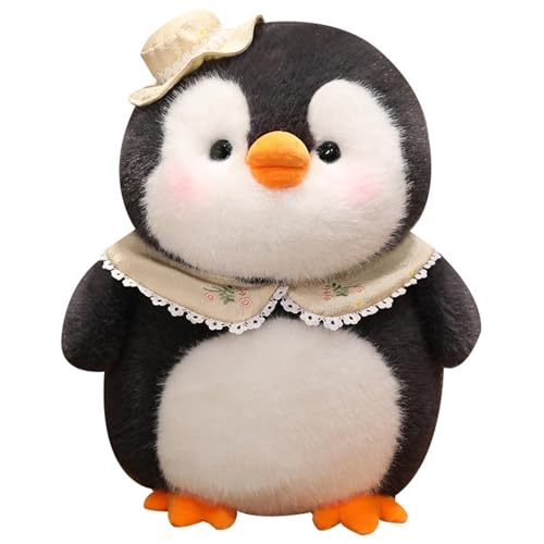 KUKUShining Pinguin Plüschtier, Kuschelige Stofftier Puppe Mit Mütze Lätzchen Flauschiges Pummeliges Pinguin Plüschtier for Kuscheln Spielen(25cm/9.8in) von KUKUShining